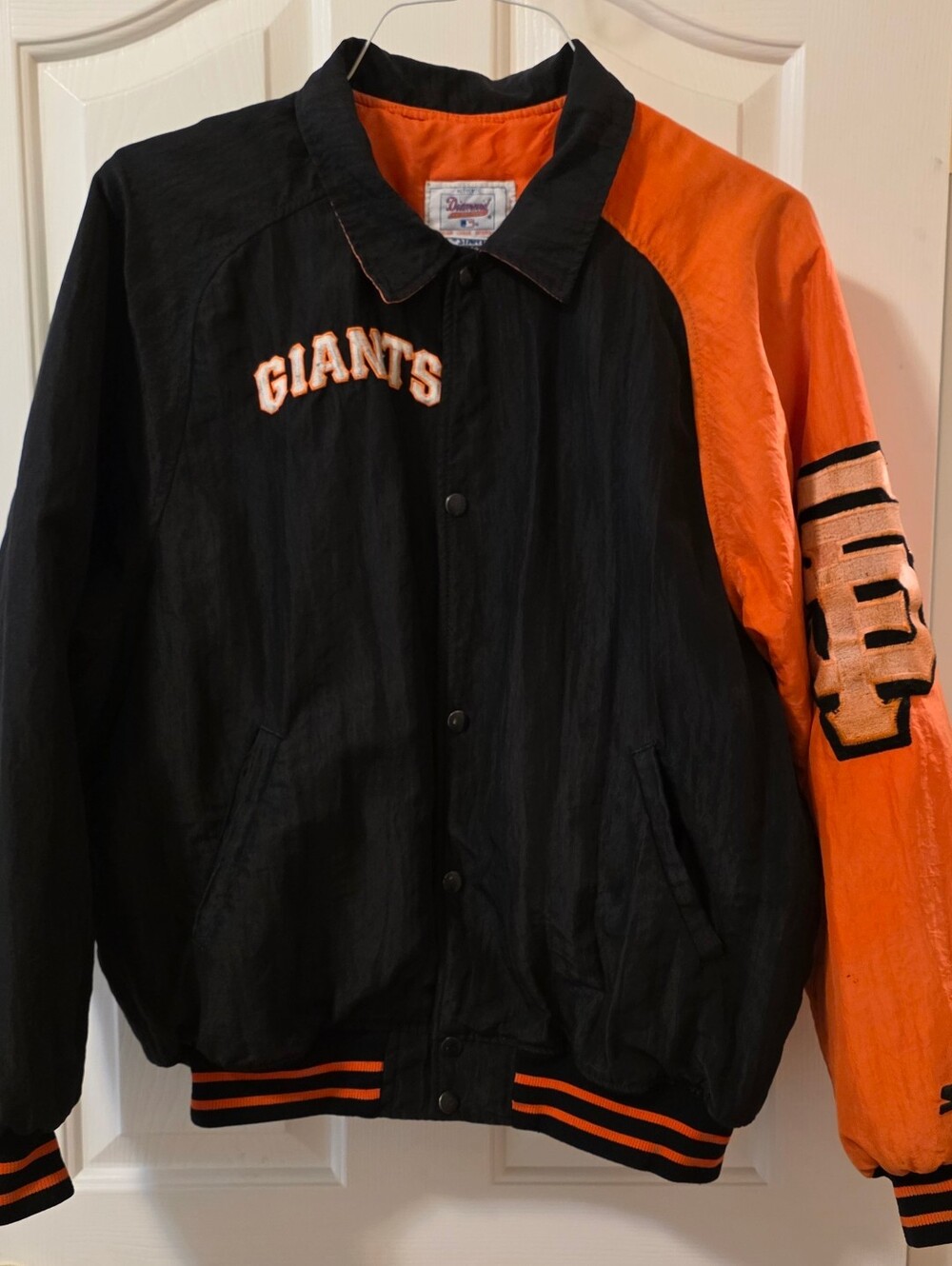 1990s Vintage SF Giants Starter Diamond Collection Satin Bomber Jacket Size L
